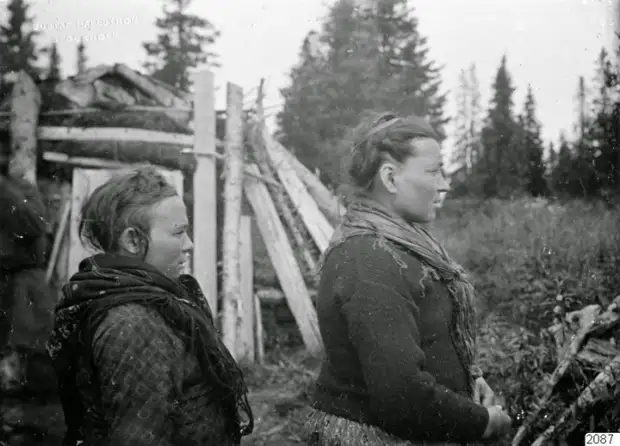 Две женщины в повседневной одежде. Россия, Архангельская губерния, село Ловозеро, 1910 год.