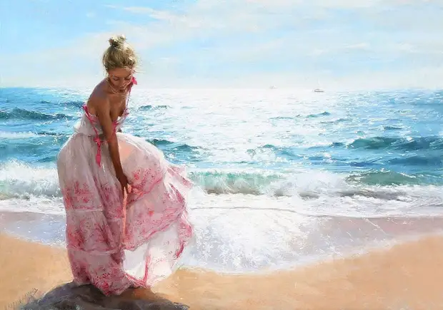 Женщины и море на картинах испанского художника Висенте Ромеро Редондо
