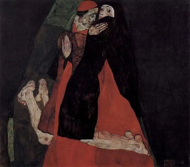 Эгон Шиле. "Кардинал и монашка, или Ласка", 1912