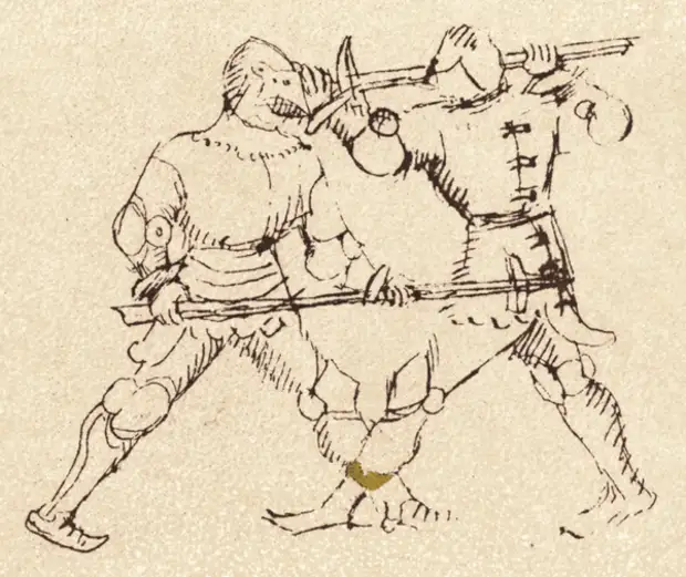 Схватка на полэксах. Фехтбук "Цветок войны", 1410 г.