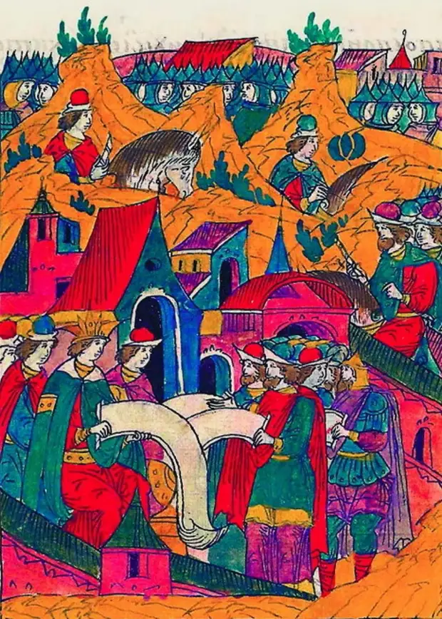 Царский смотр летом 1556 года. Миниатюра из Лицевого свода, том 22 - «Война двух царей»: разведка | Warspot.ru