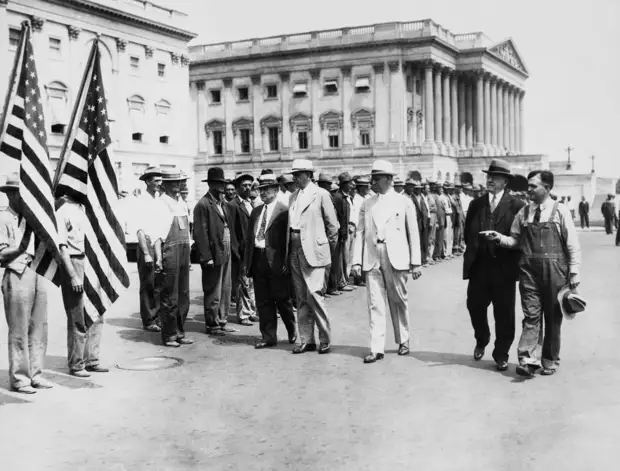США в годы Великой Депрессии.  Марш ветеранов Первой Мировой, 1932 год