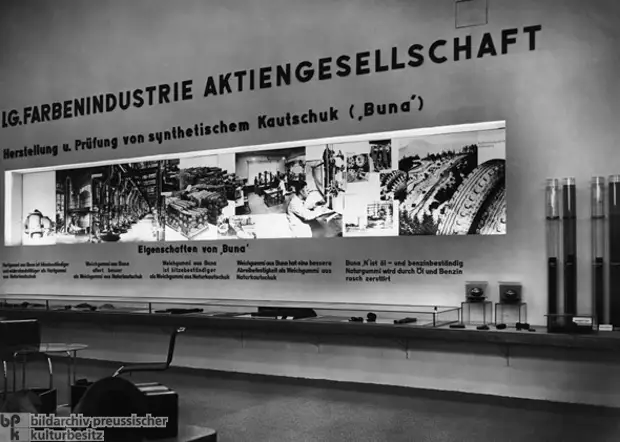 Выставка ИГ Фарбен посвящённая синтетическому каучуку, 1936-й год. Источник