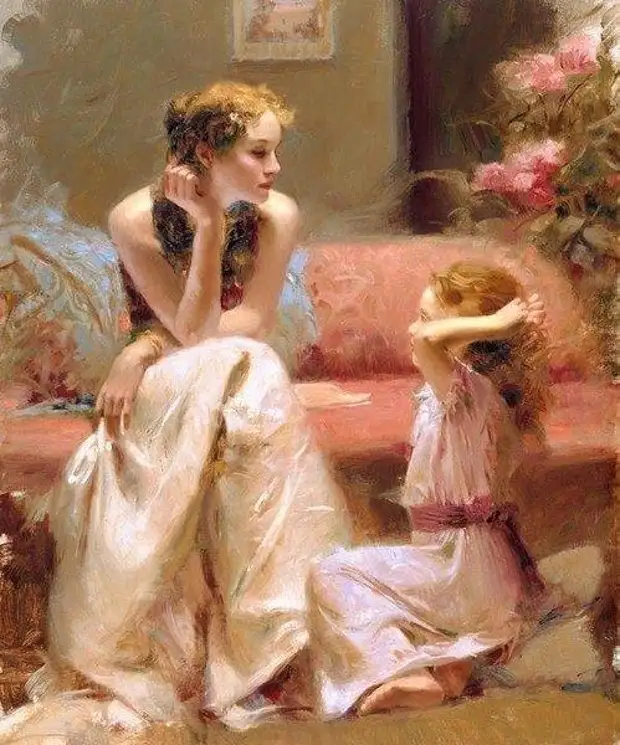 Образы матери и ребенка в картинах Pino Daeni