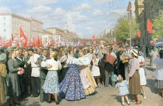 Первомай в картинах советских художников.