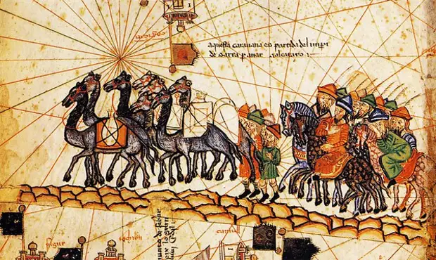 Евразия 14 века, в Каталонском атласе 1375 года.