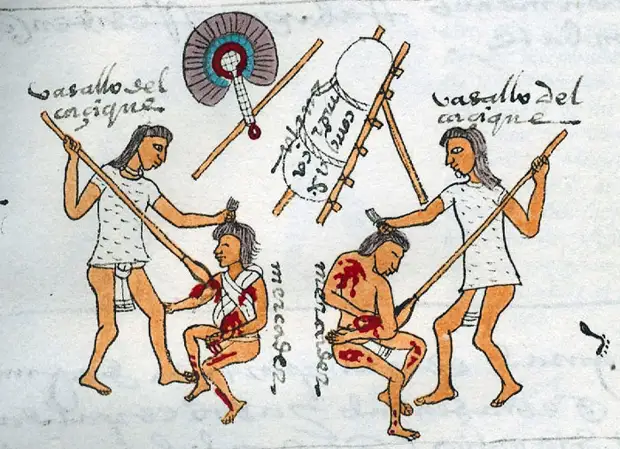 Искусство нанесения ударов. Иллюстрация из Кодекса Мендоса.