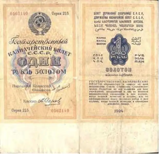 Бумажный рубль 1924 года