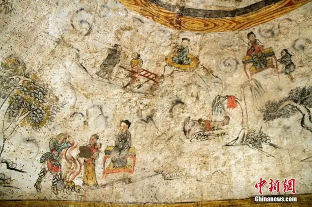 Фрески из гробницы монгольской династии Юань в Шаньси.
