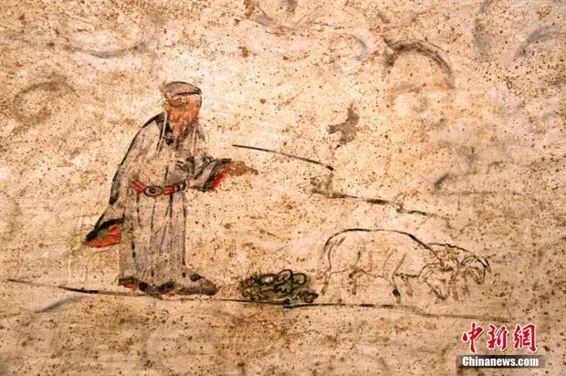 Фрески из гробницы монгольской династии Юань в Шаньси.