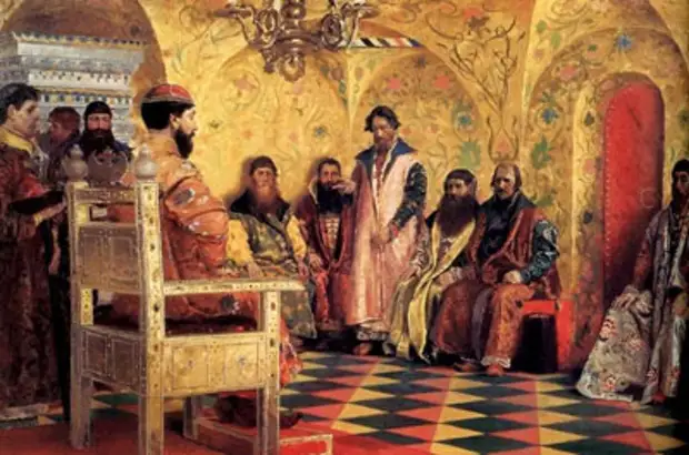 А.П. Рябушкин. Сидение царя Михаила Федоровича с боярами в его государевой комнате