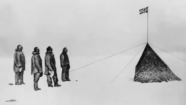 14 декабря 1911 года — экспедиция Руаля Амундсена впервые достигла Южного полюса (Wikimedia)