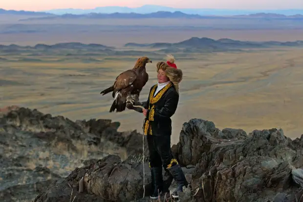 Казахи в Монголии: охота с беркутами
