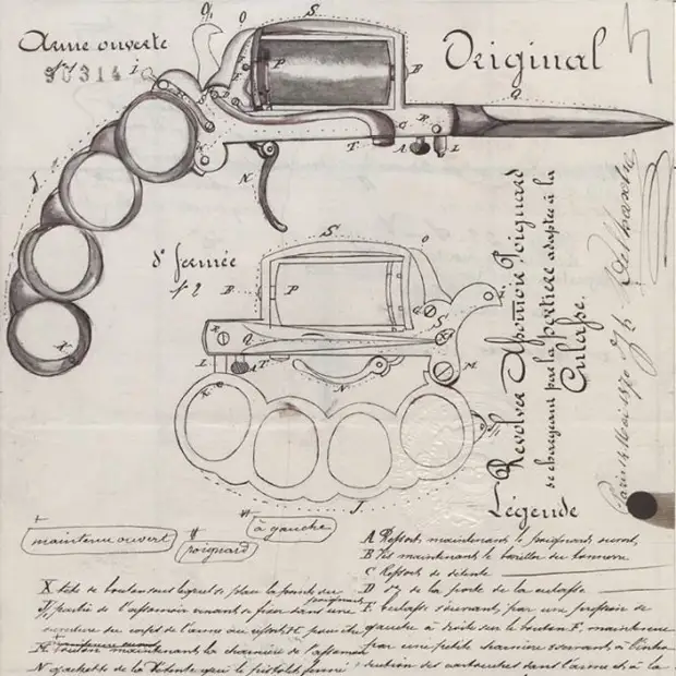 Patent Knuckleduster Pistol invention of Jozeph Delhaxhe