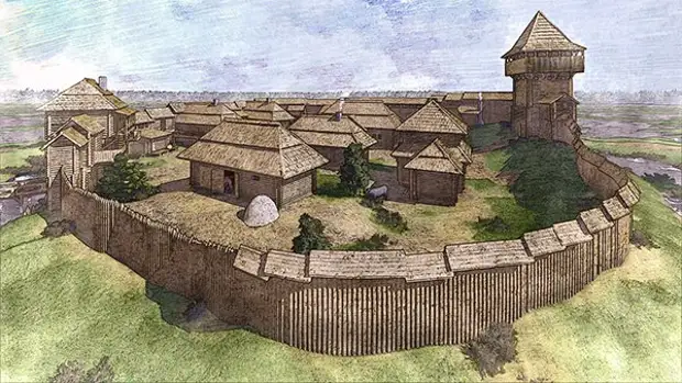 Реконструкция средневекового деревянного городище Выжвы, Волынская область.
