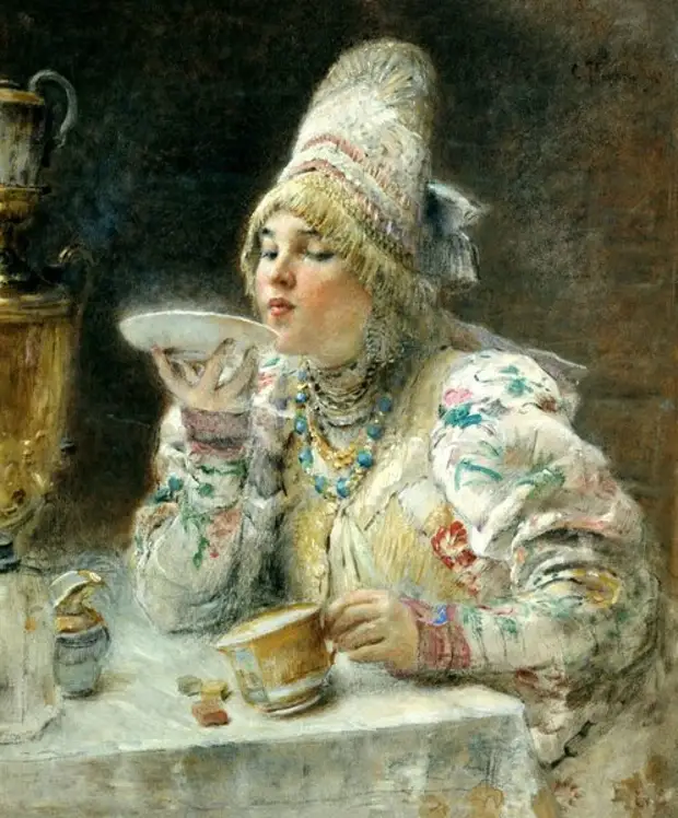 За чаем, 1914