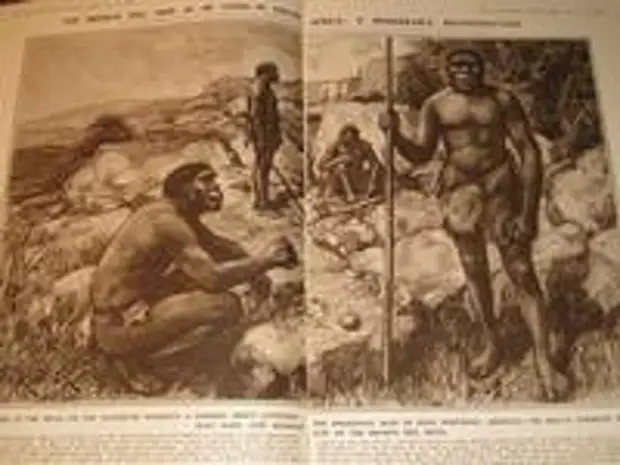 Разворот The Illustrated London News от 19 ноября 1921 г с реконструкцией родезийских людей, выполненной Амеди Форести