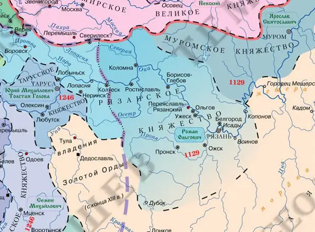 Рязанская земля в конце XIII - первой половине XIV вв. взаимоотношения с Ордой и Москвой.