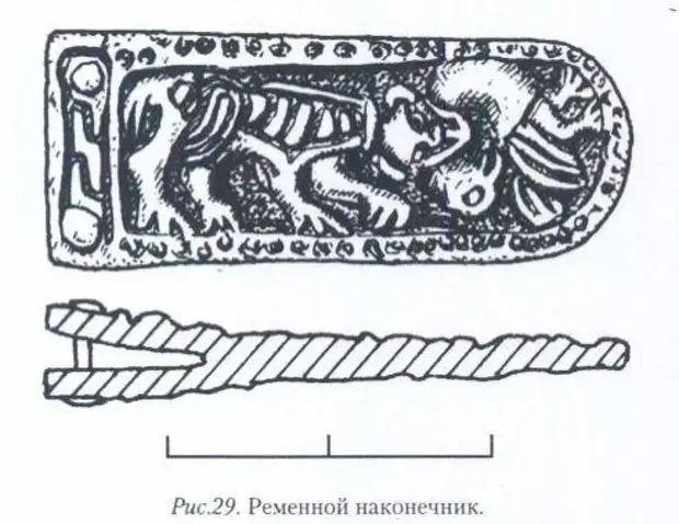Сочетание элементов скандинавского и скифо-сарматского искусства в находках из древнерусского Супрутского клада (X век).