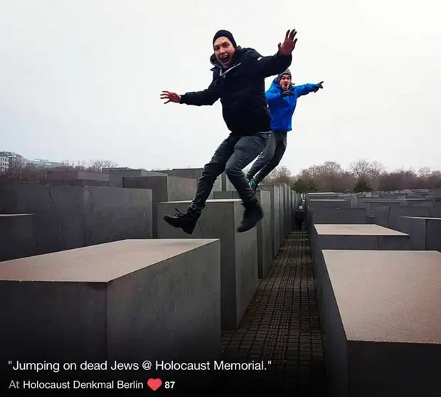 Танцы на костях: возмутительные селфи на фоне мемориала жертвам холокоста