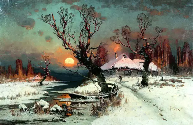 КЛЕВЕР Юлий - Закат солнца зимой.jpg