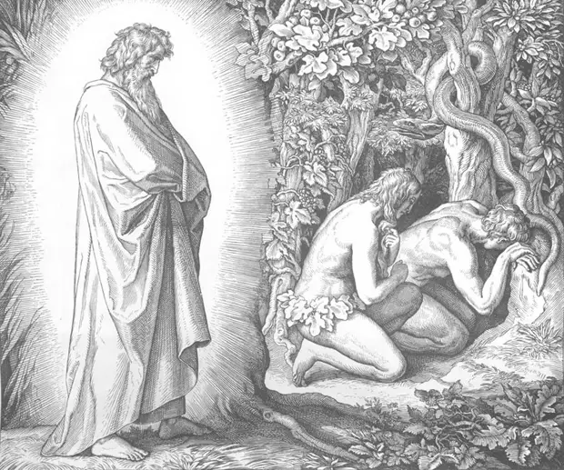 Юлиус Шнорр фон Карольсфельд - Адам и Ева скрываются от лица Господа