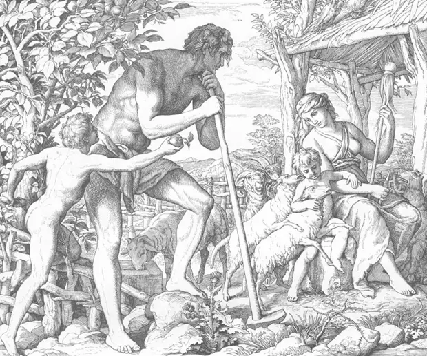 Юлиус Шнорр фон Карольсфельд - Адам и Ева после изгнания из Рая 