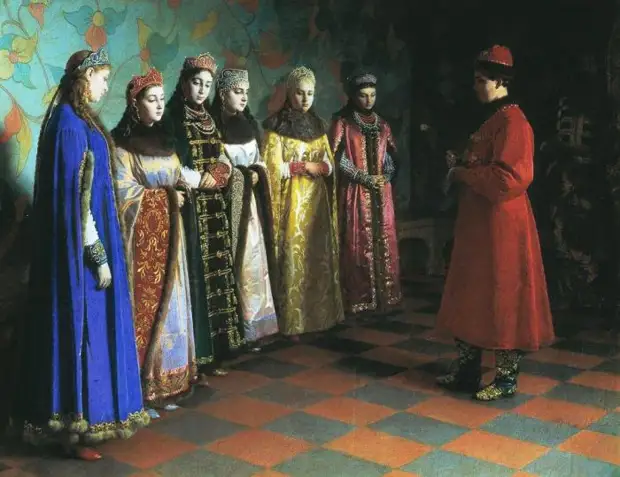 Выбор невесты царём Алексеем Михайловичем. Седов Г.С., 1882 год.