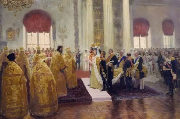 Венчание Николая 2 и Александры Федоровны. Репин И.Е., 1894 год.