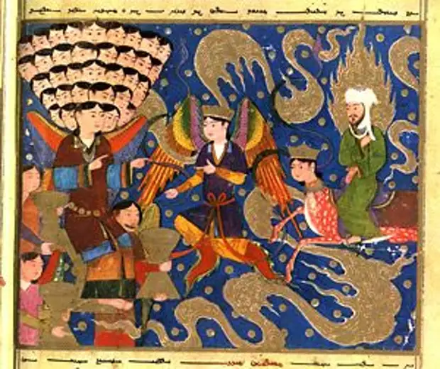 Миниатюры из парижской рукописи "Мирадж-наме" на уйгурском языке. 1436. Герат
