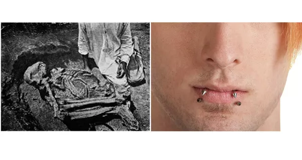 Олдувайский человек ОН1, как предполагается, носил лабреты на щеках и на нижней губе