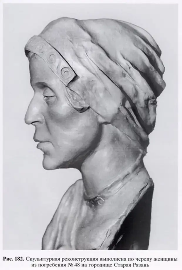 Скульптурная реконструкция по черепу женщины из городища Старая Рязань.
