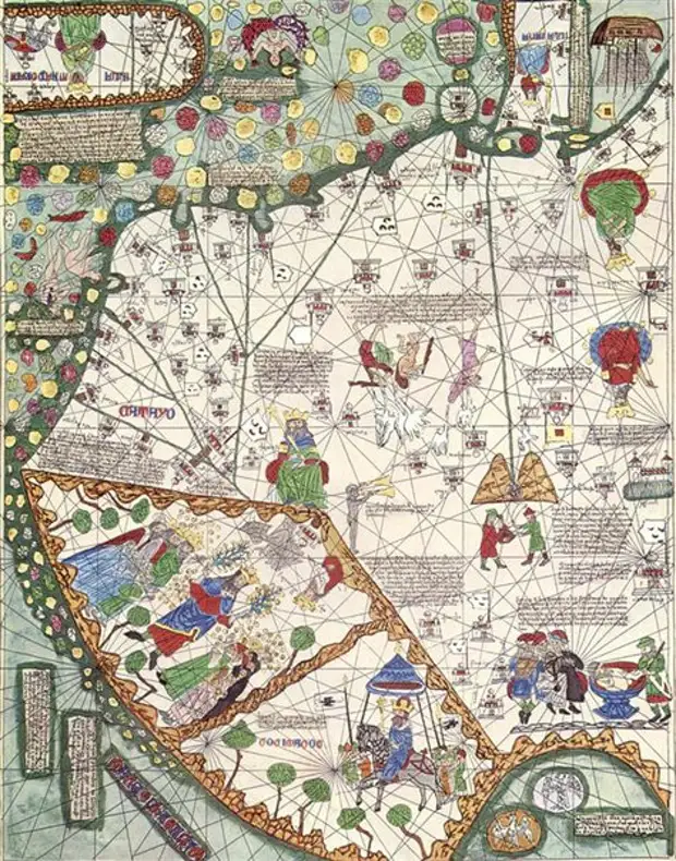 Евразия 14 века, в Каталонском атласе 1375 года.