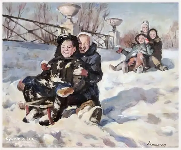 Будни и праздники советских людей в картинах Олега Леонидовича Ломакина.