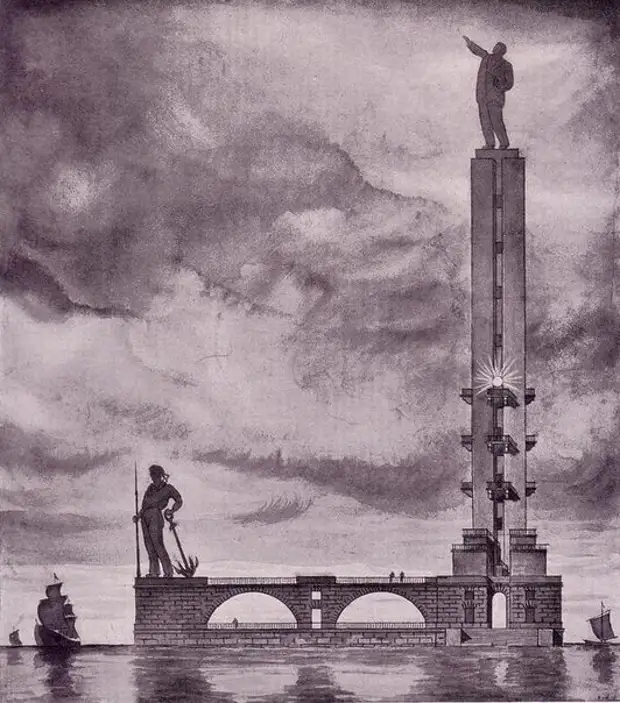 Проекты маяка "Ленин", которые могли бы стоять в Ленинградском торговом порту.