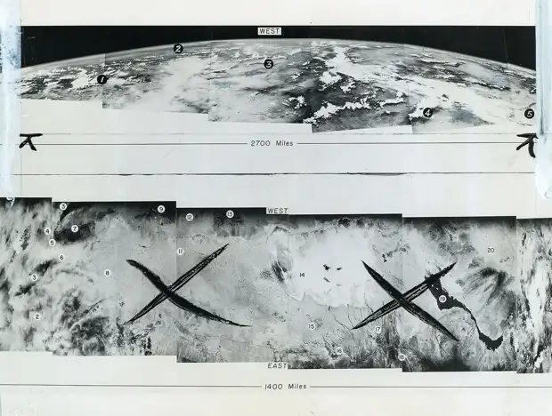 03. 1948, июль. Первая фотография кривизны Земли, сделанная автоматической камерой, прикрепленной к ракете.