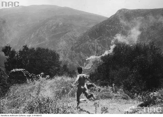 Торжественная церемония зажжения олимпийского огня на горе Олимп в Греции, 1936 г