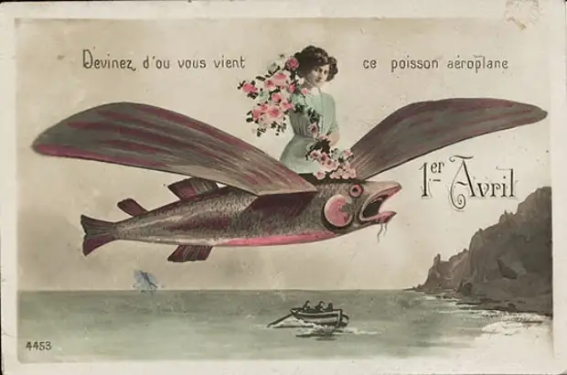 Французские первоапрельские почтовые карточки начала XX века