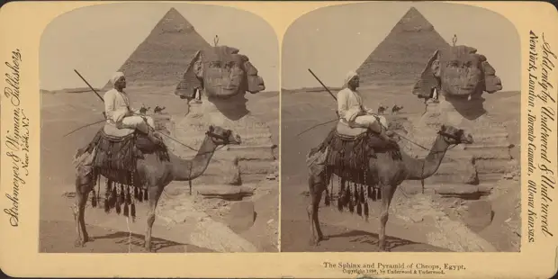 Гиза. Сфинкс и пирамида Хеопса. 1896