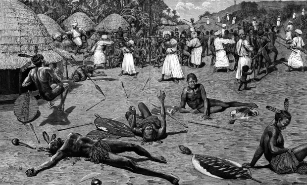 Нападение мусульман-работорговцев на деревню (Центральная Африка, 1880-е годы)