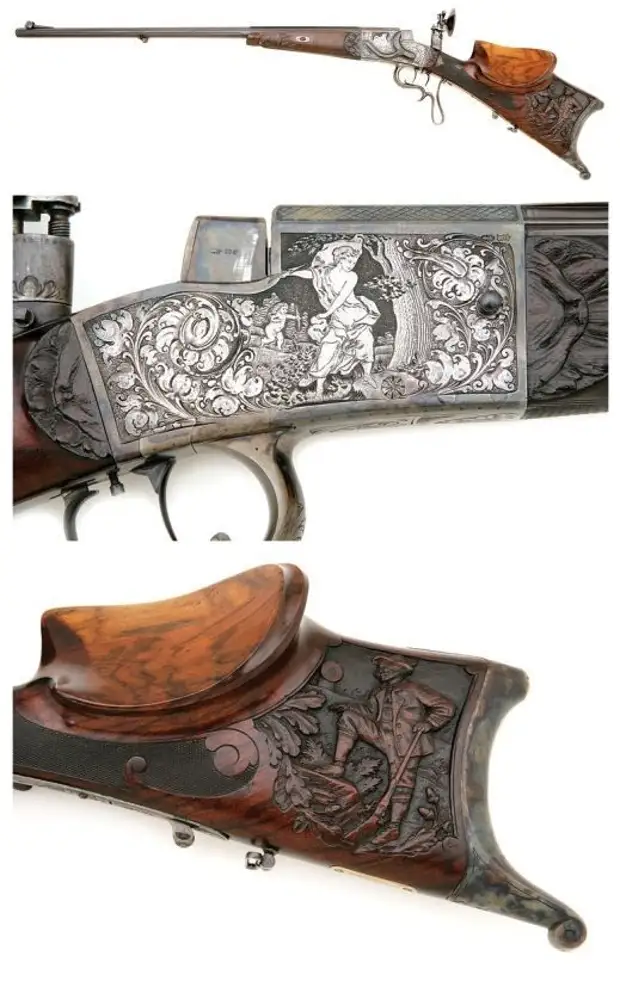 И просто шикарная гравировка на немецкой винтовке, конец 19-го века. искусство, огнестрел, оружие, старинное