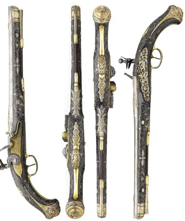 Голландская пара пистолетов, 18 век, флинтлок. искусство, огнестрел, оружие, старинное
