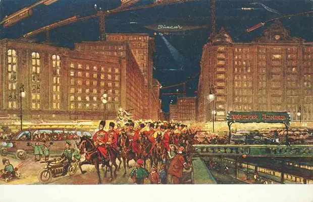 Москва через 200 лет - серия открыток, выпущенная кондитерской фабрикой товарищества "Эйнем", 1914 год.